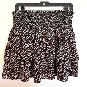 Who What Wear Layered Skirt Elastic Waist Black Cream Size Large